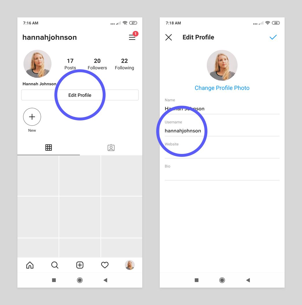 Change Instagram Username on mobile app