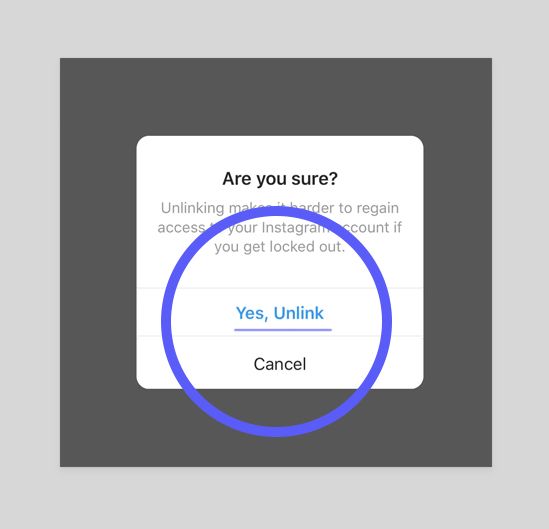 How To Unlink Facebook From Instagram — Confirm in the popup window
